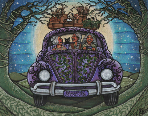 GROUNDED: LIVE DELICIOUSLY - 3 CRONES by artist Pamela Enríquez-Courts