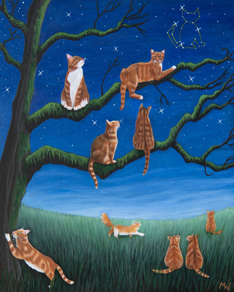 THE ORANGE CAT CONTINGENT GOES STARGAZING by artist Michelle Waters