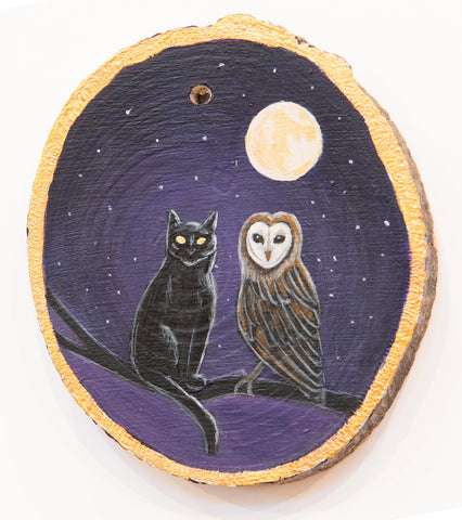OWL AND CAT ornament by artist Michelle Waters