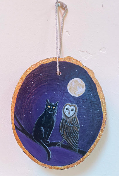 OWL AND CAT ornament by artist Michelle Waters