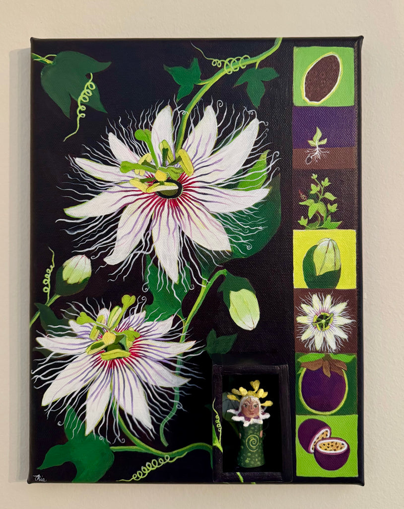 PASSIONFLOWER by artists Phoenix Glass (sculpture) and Ria Glassman (painting)