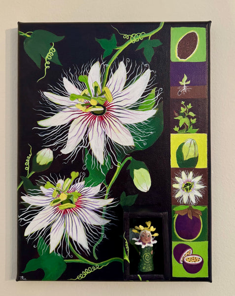 PASSIONFLOWER by artists Phoenix Glass (sculpture) and Ria Glassman (painting)