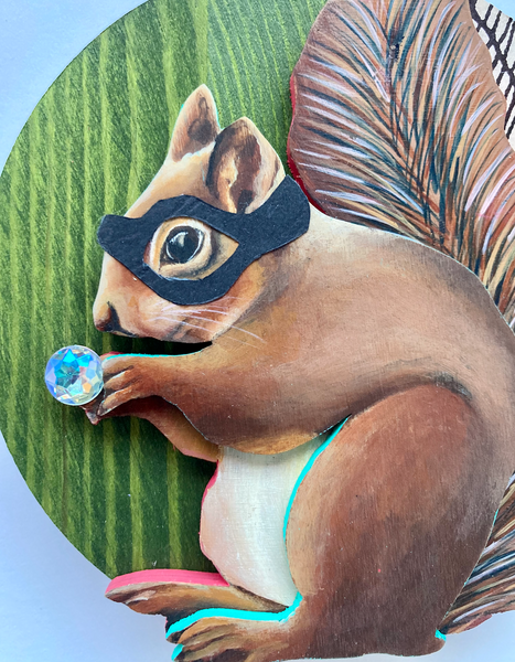 SNEAKY SQUIRRELS STEALING STONES #2 by artist Sarah Polzin