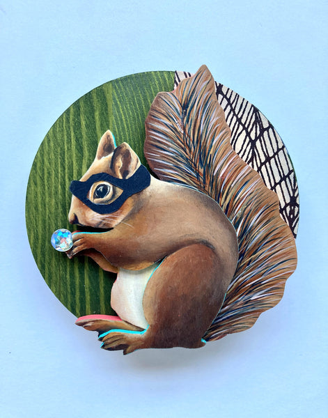 SNEAKY SQUIRRELS STEALING STONES #2 by artist Sarah Polzin