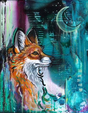 STARDUST VULPINE by artists Chrystal Dawn & C. Dudley (painting)