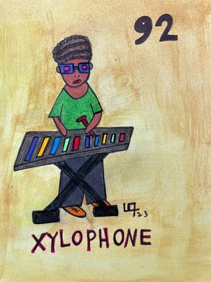 92 LA MARIMBA (Xavier Playing the Xylophone) by artist Sophia Gasparian