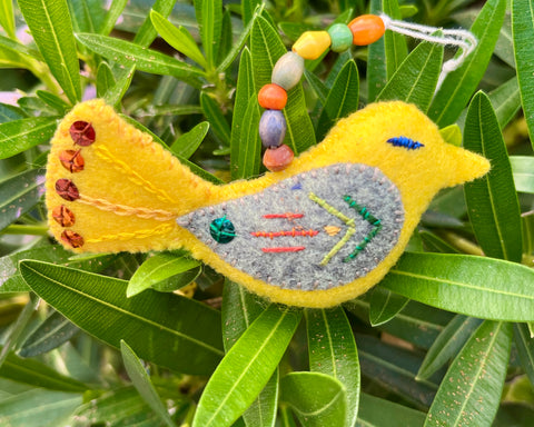 YELLOW BIRD ORNAMENT 3 by artist Ulla Anobile