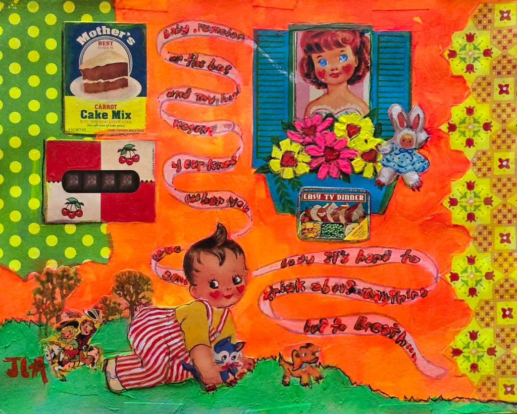 STARS IN THEIR EYES by artists Erin Álvarez (collage) and Joe Álvarez (painting)