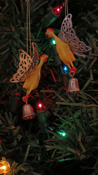 HAPPY HOLIDAYS SILVER BELL ornament 1 and 2 by artist Jen Raven