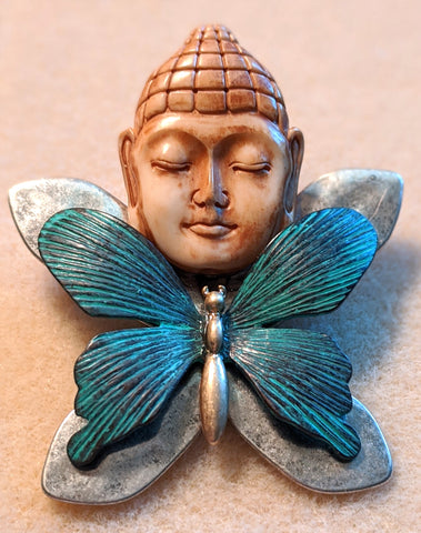 BUTTERFLY BUDDHA BROOCH by artist Karin Skiba