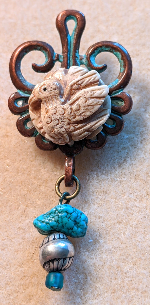 DOVE DANGLE BROOCH by artist Karin Skiba