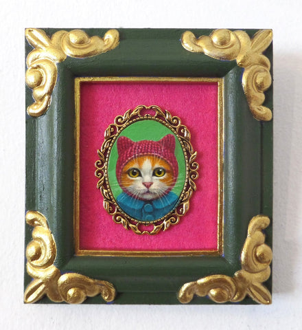 COZY GINGER painting/brooch by artist Olga Ponomarenko