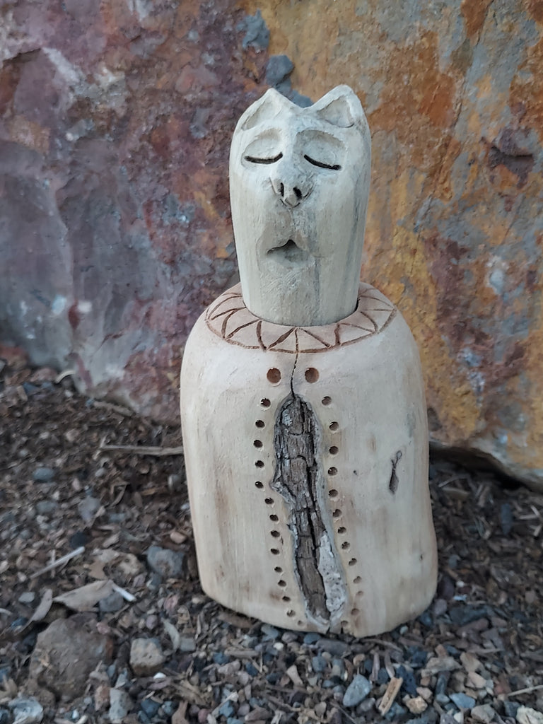 SINGING CAT DREAM JAR 2 by artist Mark Cantrell of Wood Creatures NM