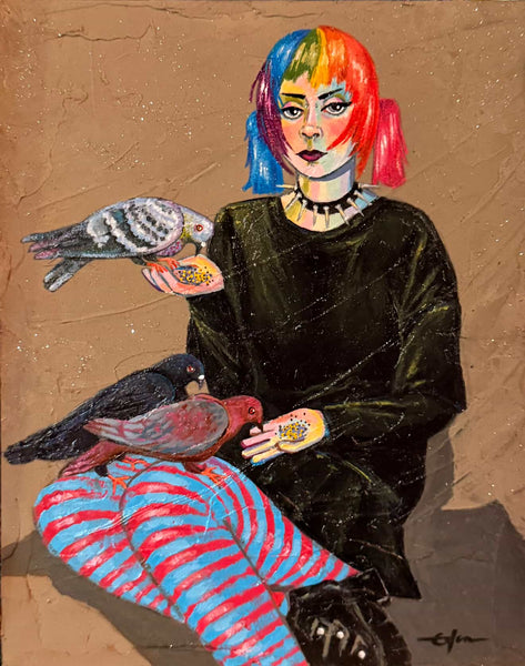 FRILL, PIGEON GIRL ornament by artist Eden Folwell