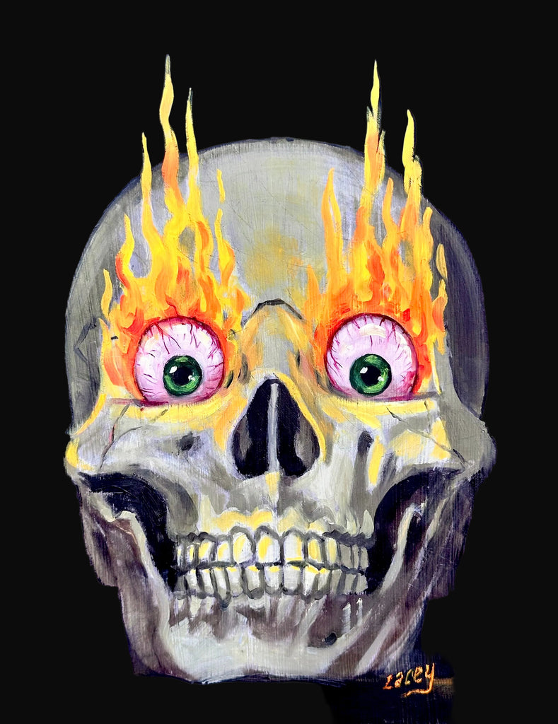 Eeeee! is for Eyeballs Ablaze by artist Lacey Bryant
