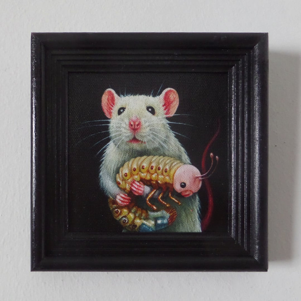Lady Mouse with Pet Maggot Giclee Print by artist Olga Ponomarenko