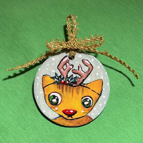 RUDOLPH CAT brooch/ornament by artist Miki Lorena K.