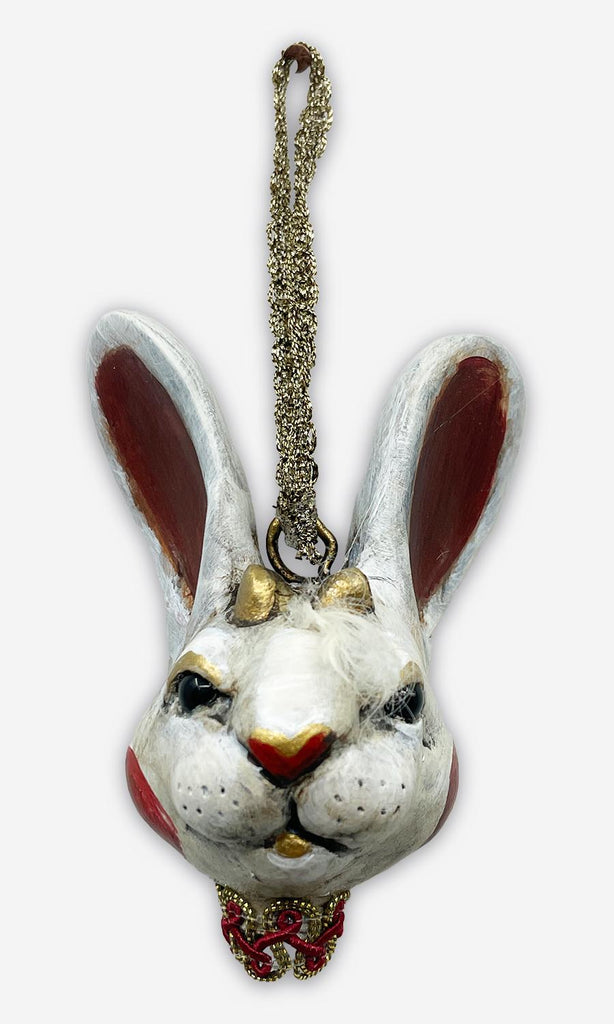 WHITE JACKALOPE ornament by artist Carisa Swenson