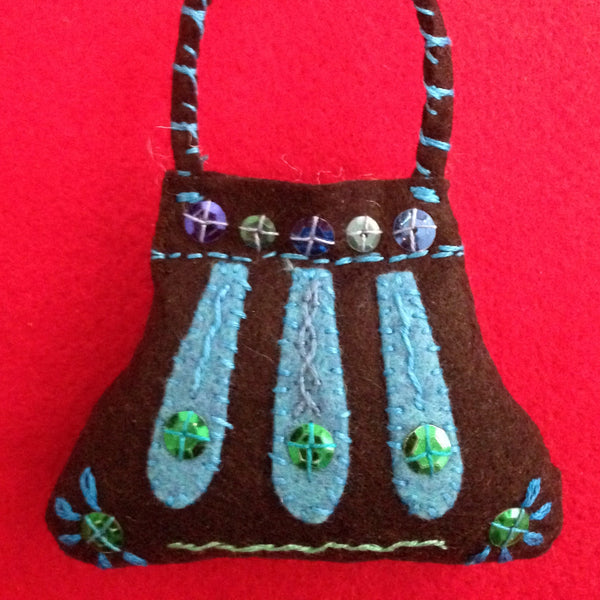 PURSE ORNAMENT, BLACK WITH TURQUOISE #3 by artist Ulla Anobile