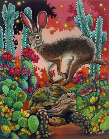 CALIFORNIA TORTOISE AND CALIFORNIA HARE by artist Annette Hassell