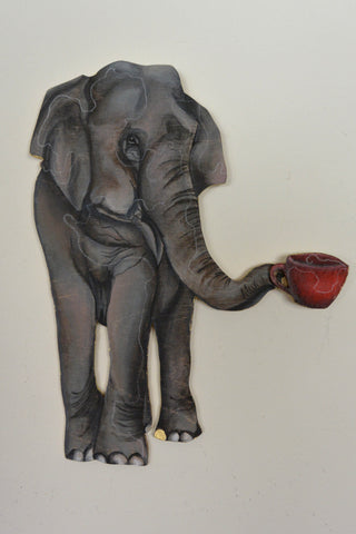 Elegant Elephant Enjoying Espresso by artist Sarah Polzin