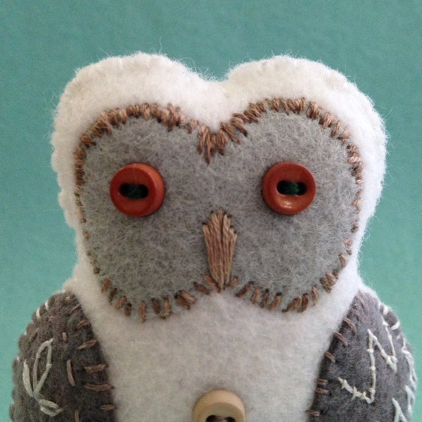 WINTER OWL (white with gray wings) by artist Ulla Anobile