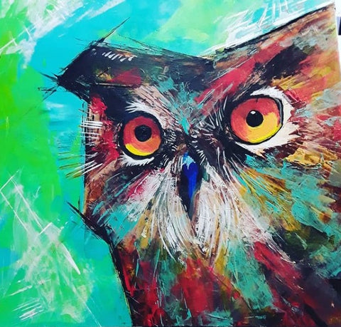 GREEN OWL by artist Rosie Garcia