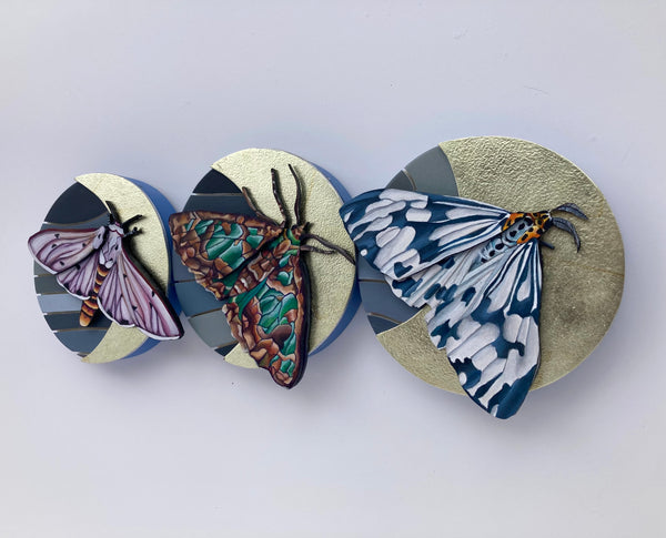 WAXING GIBBOUS MOON & MOTH by artist Sarah Polzin