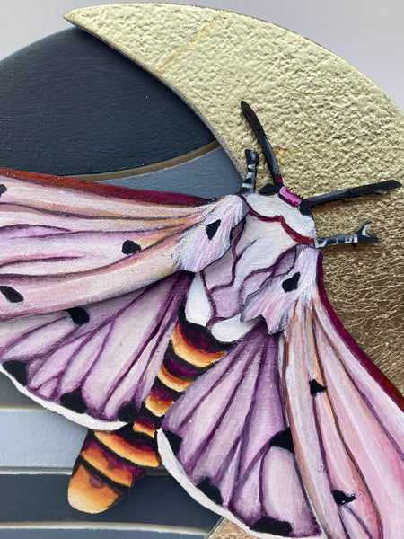 WAXING CRESCENT MOON & MOTH by artist Sarah Polzin