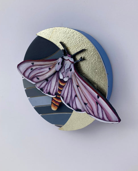 WAXING CRESCENT MOON & MOTH by artist Sarah Polzin