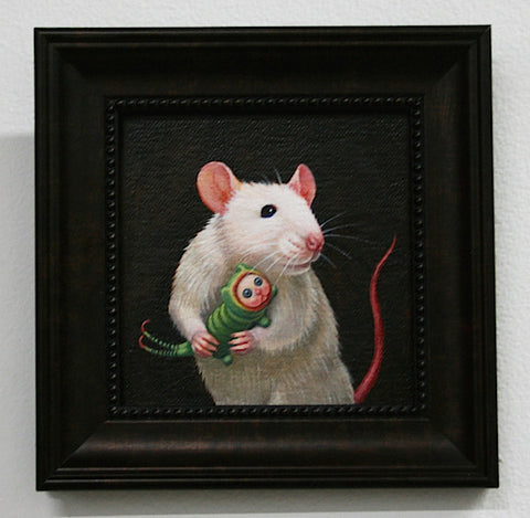 Lady Mouse with her Puss Moth Caterpillar by artist Olga Ponomarenko