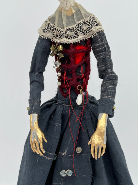 GIRL WITH GLASS BEADS, SKELETON by artist Francesca Loi