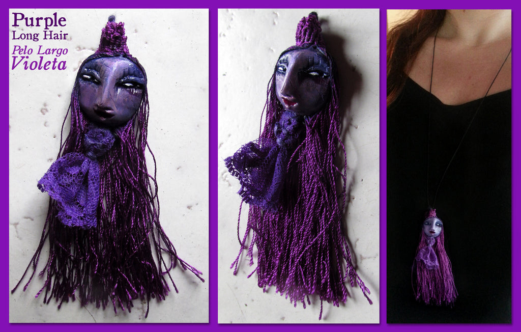 Purple Long Hair Pendant by artist Patricia Krebs