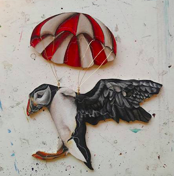 Puffin Parachuting by artist Sarah Polzin