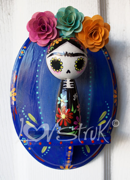 "Kokeshi Frida Nicho Blue" by artist Jazmin Molina