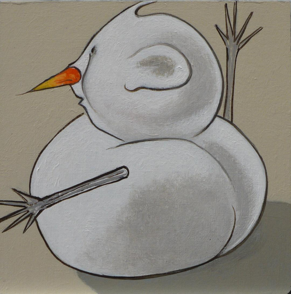 SNOWMAN WITH CARROT STUCK UP HIS NOSE... by artist Janet Olenik