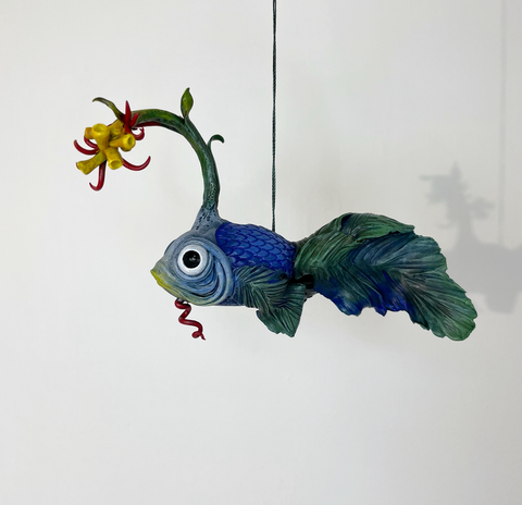 FISH FLOWER BLUE by artist Samantha Jane Mullen