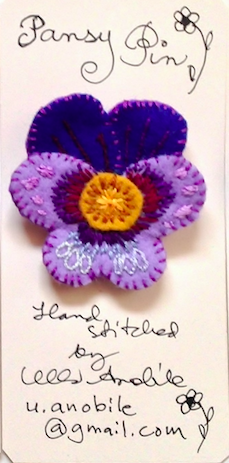 Pansy Pin #3 by artist Ulla Anobile