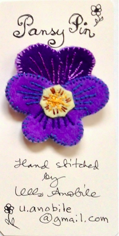 Pansy Pin #4 by artist Ulla Anobile