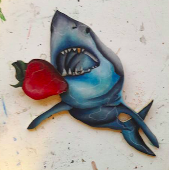 Shark Shredding Strawberries by artist Sarah Polzin