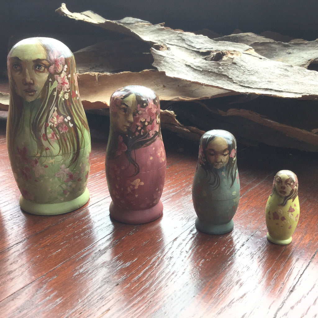 SPRING Nesting Doll Set by artist Lacey Bryant