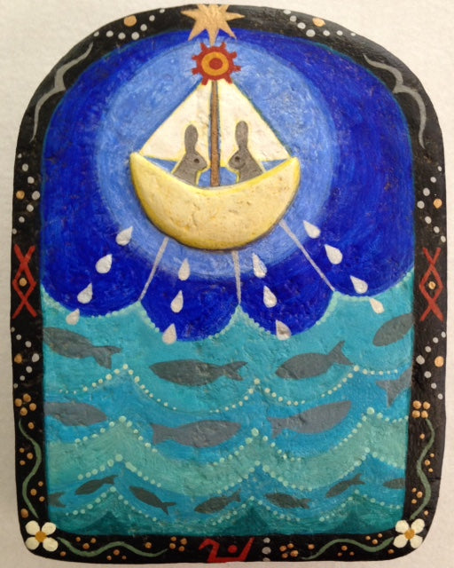 MOON BOAT OVER THE SEA by artist Ulla Anobile