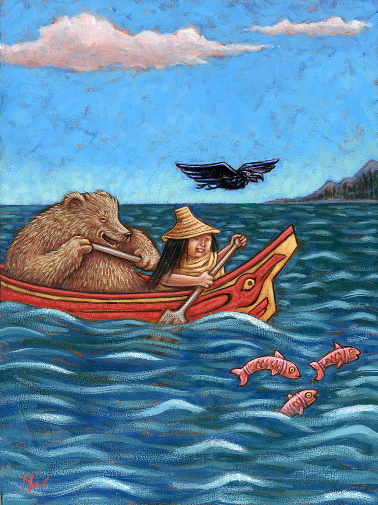#48 LA CHALUPA / Bear and Bear Wife in a Canoe (The Canoe) by artist Holly Wood