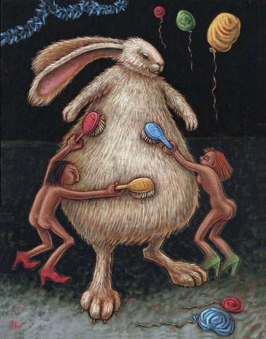 FLUFFING THE BUNNY by artist Holly Wood