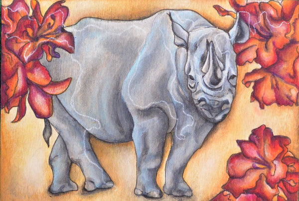 "Rhino and Rhodededron" by Sarah Polzin
