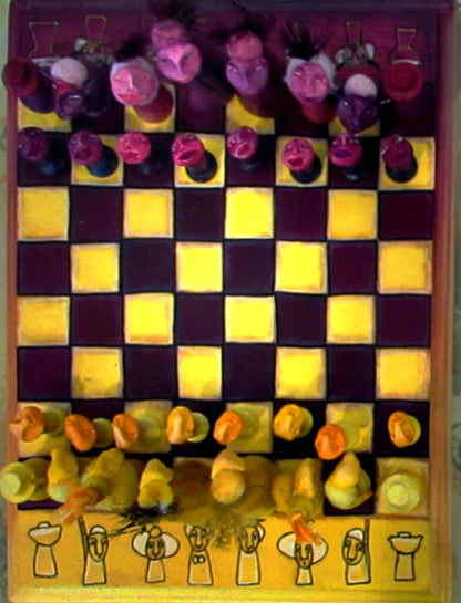 "Two Tribes" Chess Set by artist Patricia Krebs
